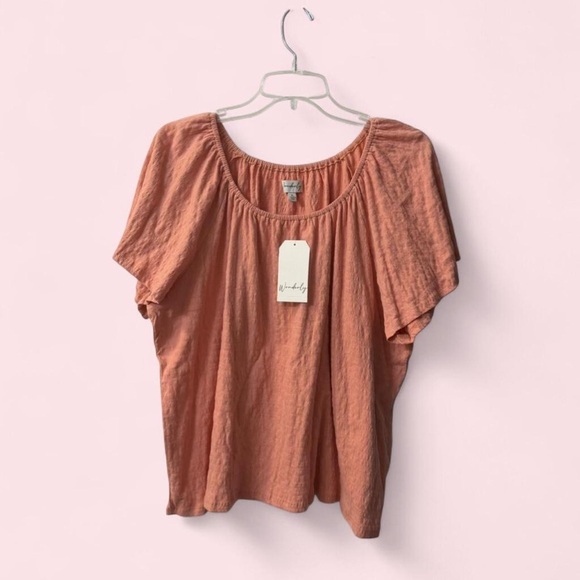 Wonderly Tops - Women’s NWT Wonderly Peach Short Sleeve Blouse Petite Large
